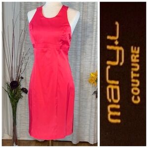 Mary L Couture solid pink sleeveless sheath dress.
